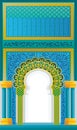 Islamic arch facade with floral and geometrical pattern design