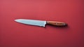 High Detailed Knife On Red Background With Copy Space