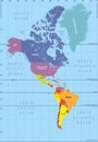High detailed map of North and South America Royalty Free Stock Photo