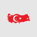 High detailed map of Turkey. With Turkish Flag Royalty Free Stock Photo