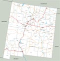 Detailed New Mexico road map with labeling.