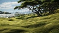 High Detailed Oceanside Scene With Grass And Trees Royalty Free Stock Photo