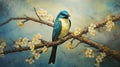 High Detailed Oil Painting Of A Bird In Blossom