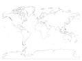 High detailed outline of world map with Antarctica. Simple thin black vector stroke on white background Royalty Free Stock Photo