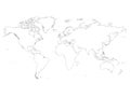 High detailed outline of world map. Simple thin black vector stroke on white background Royalty Free Stock Photo