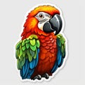 High Detailed Parrot Stickers With Textured Shading - Red And Amber Design