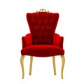 Old red golden king throne isolated over white background. Royalty Free Stock Photo