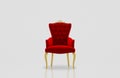 Old red golden king throne isolated over white background. Royalty Free Stock Photo