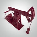 High detailed red metallic pump-jack, oil rig. isolated rendering. fuel industry, economy crisis illustration. Royalty Free Stock Photo