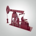 High detailed red metallic pump-jack, oil rig. isolated rendering. fuel industry, economy crisis illustration. Royalty Free Stock Photo