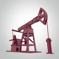 High detailed red metallic pump-jack, oil rig. isolated rendering. fuel industry, economy crisis illustration. Royalty Free Stock Photo