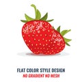 High-detailed Red organic strawberry with solid and flat color style design vector.