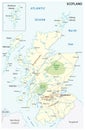 High detailed Scotland road and nationalpark map with labeling