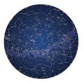 High detailed sky map of Southern hemisphere with names of stars Royalty Free Stock Photo