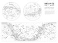 High detailed sky maps vector set