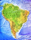 High detailed South America physical map with labeling Royalty Free Stock Photo