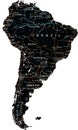High detailed South America road map with labeling - Black. Royalty Free Stock Photo