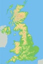 High detailed United Kingdom physical map. Royalty Free Stock Photo