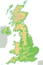 High detailed United Kingdom physical map. Royalty Free Stock Photo