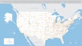 High detailed USA road map vector