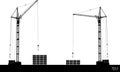 High detailed vector hoisting cranes isolated on white Royalty Free Stock Photo