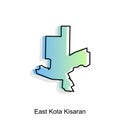 High detailed vector map of East Kota Kisaran City modern outline, Logo Vector Design. Abstract, designs concept, logo, logotype
