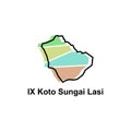 High detailed vector map of IX Koto Sungai Lasi modern outline, Logo Vector Design. Abstract, designs concept, logo, logotype