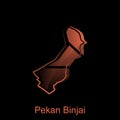 High detailed vector map of Pekan Binjai City modern outline, Logo Vector Design. Abstract, designs concept, logo, logotype