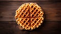 High Detailed Waffles On Wooden Table: A Tachisme-inspired 8k Resolution
