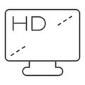 High dimension monitor screen thin line icon. High quality device display with stand symbol, outline style pictogram on Royalty Free Stock Photo