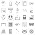 High education icons set, outline style Royalty Free Stock Photo