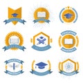 High education logos set. Vector illustration