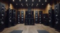 High-End Audio System in a Modern Wooden Room Royalty Free Stock Photo