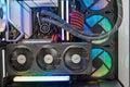 High-End Computer Components RGB Lighting and Advanced Cooling Systems Inside View. Royalty Free Stock Photo