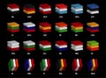 24 high-end 3D-layered country flags icons `Editable vector` Royalty Free Stock Photo