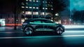High-End Electric Car in city at night, AI generative digital illustration