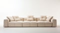 High End Large Modern Comfy Fixed Organic Modular Sofa In Light Beige