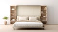 High-end Large Modern Comfy Organic Murphy Bed In Beige Fabric