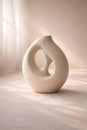 Abstract ceramic sculpture decor in minimalist neutral interior Royalty Free Stock Photo