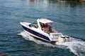 High-end motor boat on the Florida Intra-Coastal Waterway Royalty Free Stock Photo