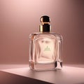 A high-end perfume bottle with a soft glow, ultra-realistic glass refraction Royalty Free Stock Photo
