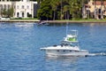 High-end Sport Fishing Boat Cruising on Biscayne Bay off Miami Beach,Florida Royalty Free Stock Photo