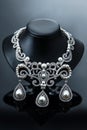 High-end vintage jewelry with pearls on dark background