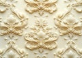 A high-end white paper texture with intricate floral designs and decorative elements arranged in a seamless pattern Royalty Free Stock Photo