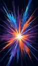 Colorful Neon Starburst Explosion Abstract Background in Dark Space Royalty Free Stock Photo
