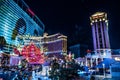 High energy electric long exposure of las vegas city streets at night