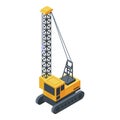 High excavator crane icon, isometric style Royalty Free Stock Photo