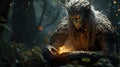 High Fantasy Character: An epic portrait of a powerful druid in the forest