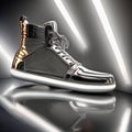 A high-fashion sneaker with reflective materials, studio lighting, ultra-HDR Royalty Free Stock Photo