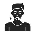 High fever black glyph icon. Flu, allergy symptom. Pictogram for web page, mobile app, promo Royalty Free Stock Photo